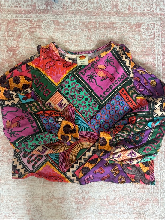 FARM Rio Jackets & Blazers - FARM Rio Bright Patchwork Graphic Top in Pink, Purple, Green, Yellow and Orange